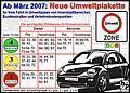 Neue Umweltplakette für freie Fahrt in Umweltzonen der Innenstädte (Grafik: VW/hp)